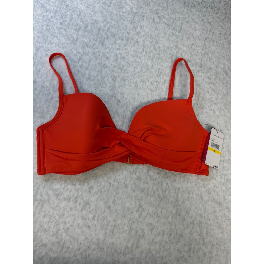 Vince Camuto Bright Red Twist-Front Bikini Top